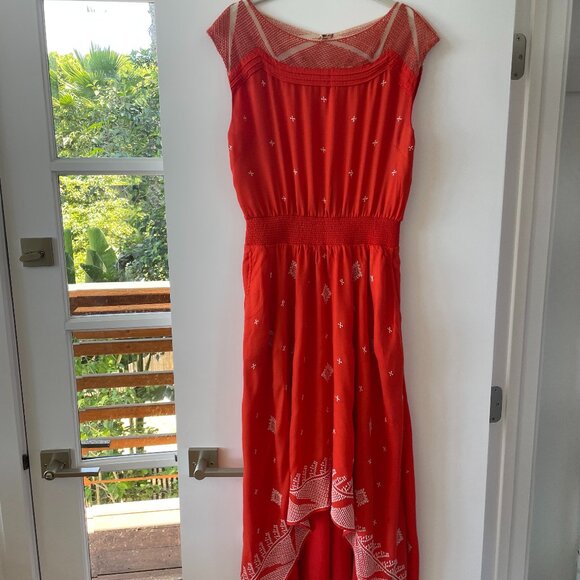 Anthropologie Dresses & Skirts - Anthropologie Floreat High Low‎ Nanette Embroidered Dress in Red, Orange, 4